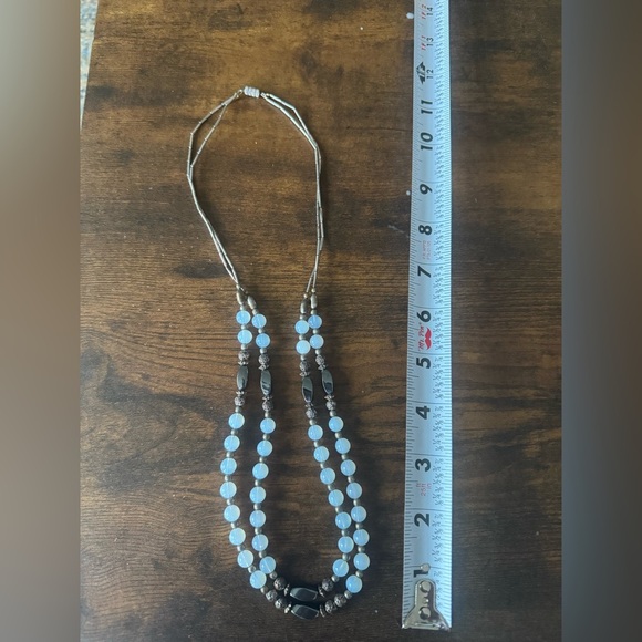 Vintage Moonstone & Hematite Double Strand Beaded Necklace - Picture 6 of 6